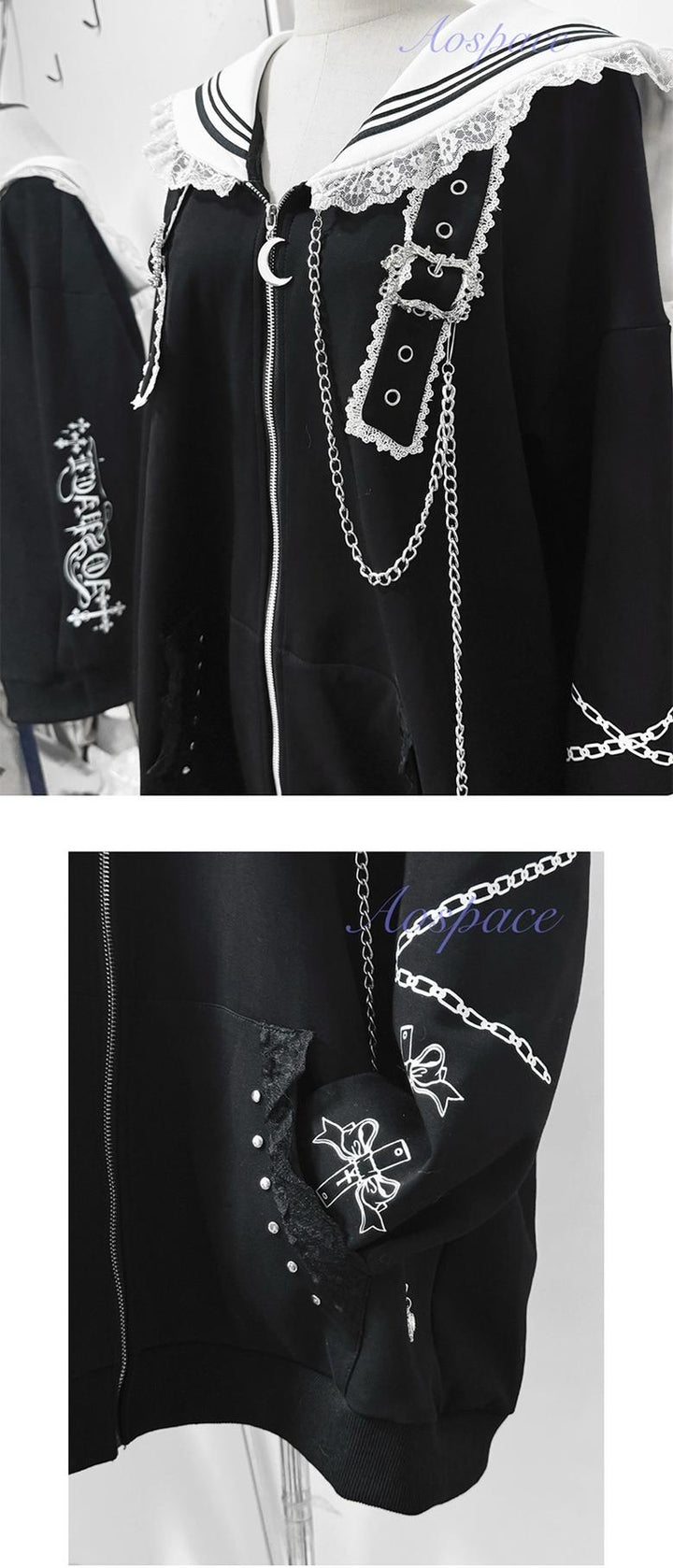 Subculture Sailor Collar Jacket, Chain Accents 43824:787397