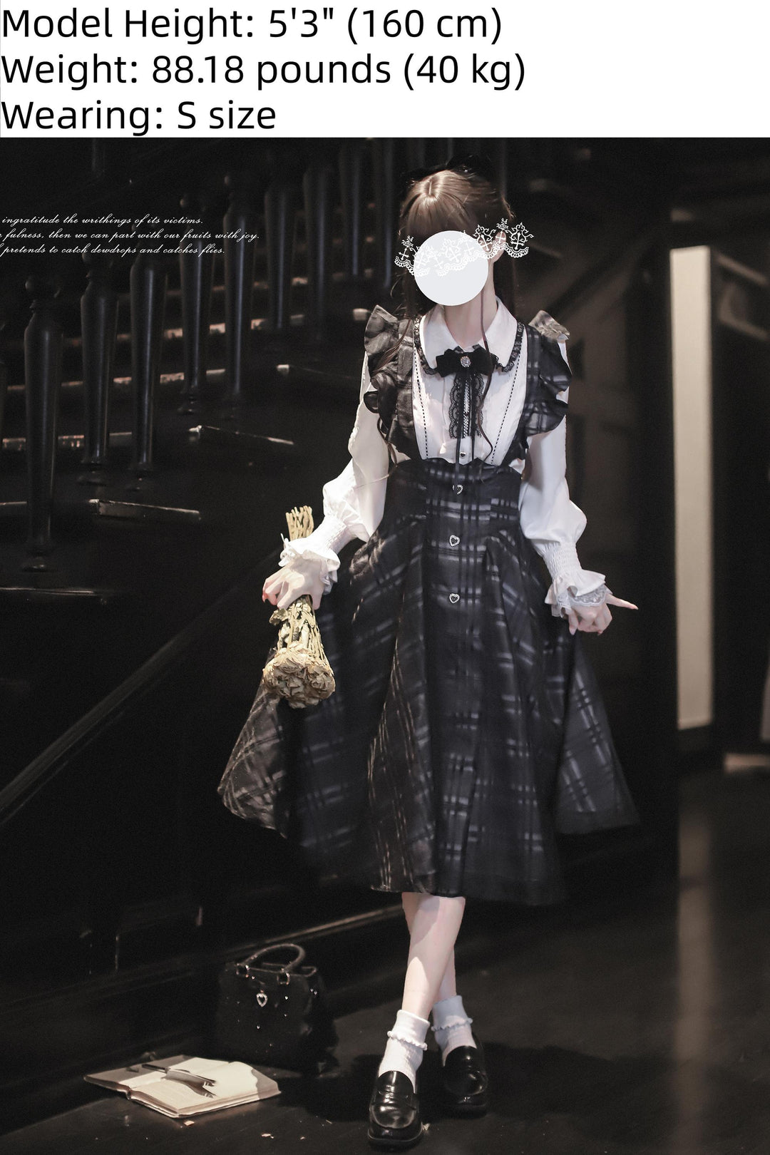 Two-piece Seiso Kei Suspender Skirt Outfit 43883:789506