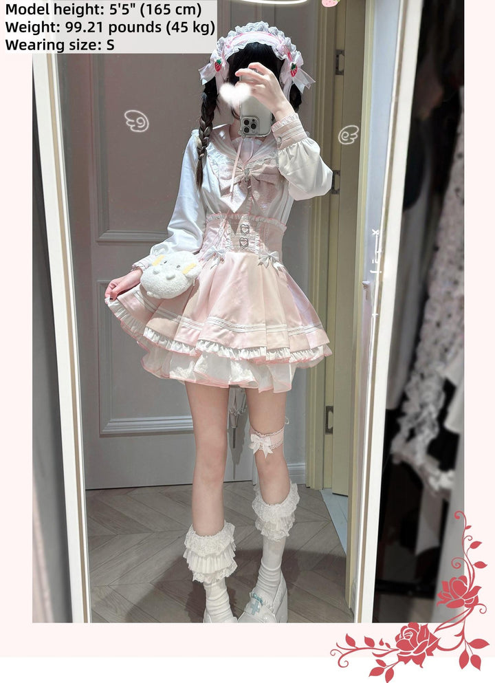 Ryousangata Sailor Collar Blouse, High-Waist Skirt 44752:821899