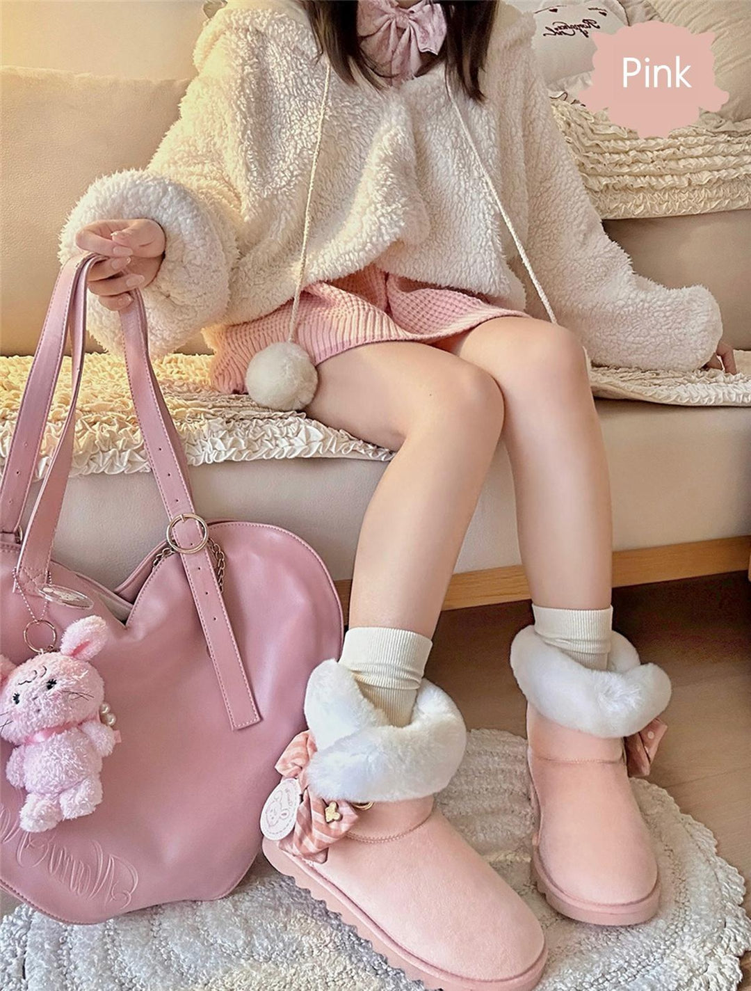 Kawaii Aesthetic Boots Winter Plush Warm Cotton Shoes Boots 33772:449700 33772:449700