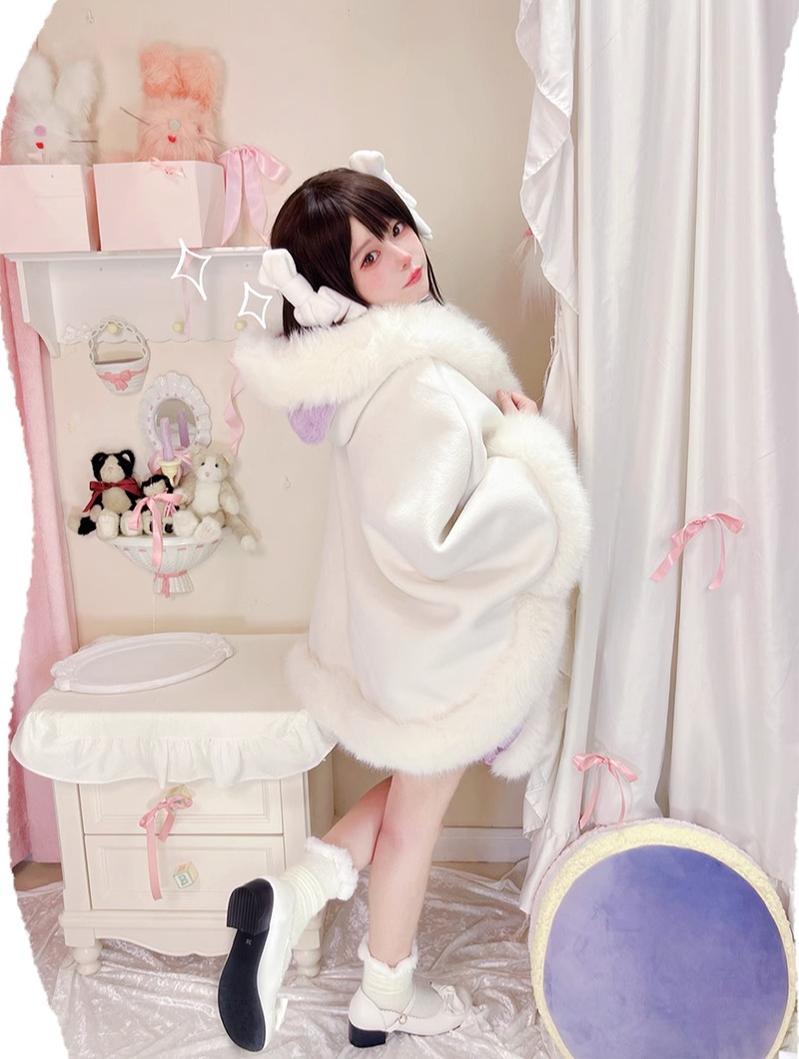 Sweet Lolita Winter Coat Cat Ear Woolen Cloak Kawaii Lolita Cape 40288:667874