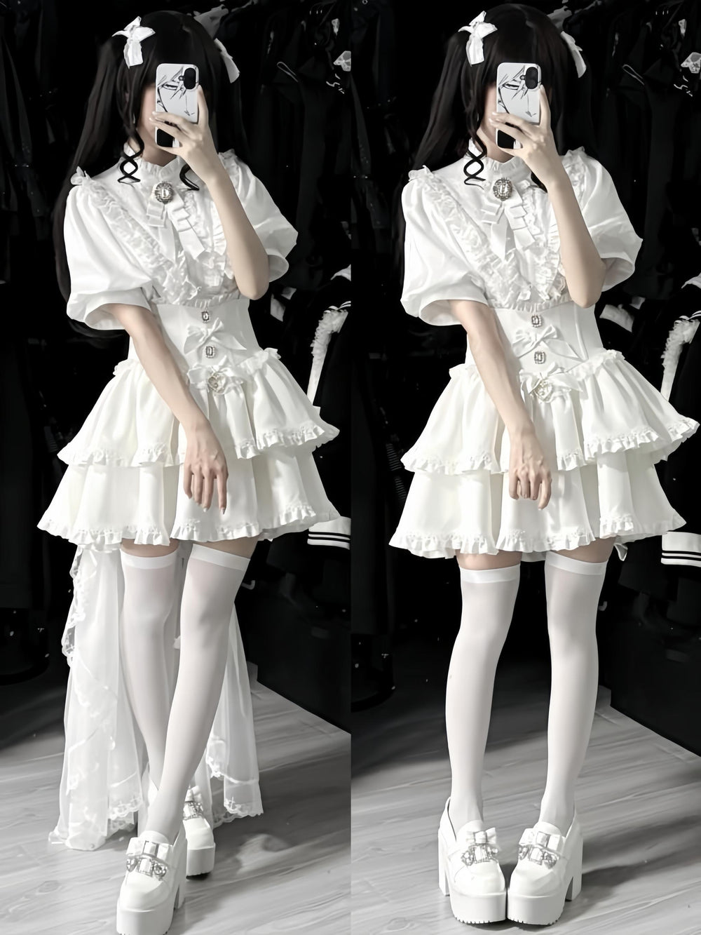 Gothic Shirt Outfit, Fishbone Skirt, Detachable Trailing 43441:780365