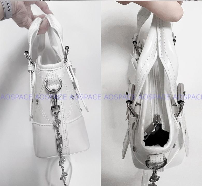 Oil-waxed Leather Jirai Kei Cross-body Bag, Detachable Strap 44161:798499