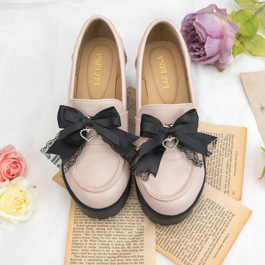 Jirai Kei Lolita Pink Black Bow Shoe Clips 21612:313168