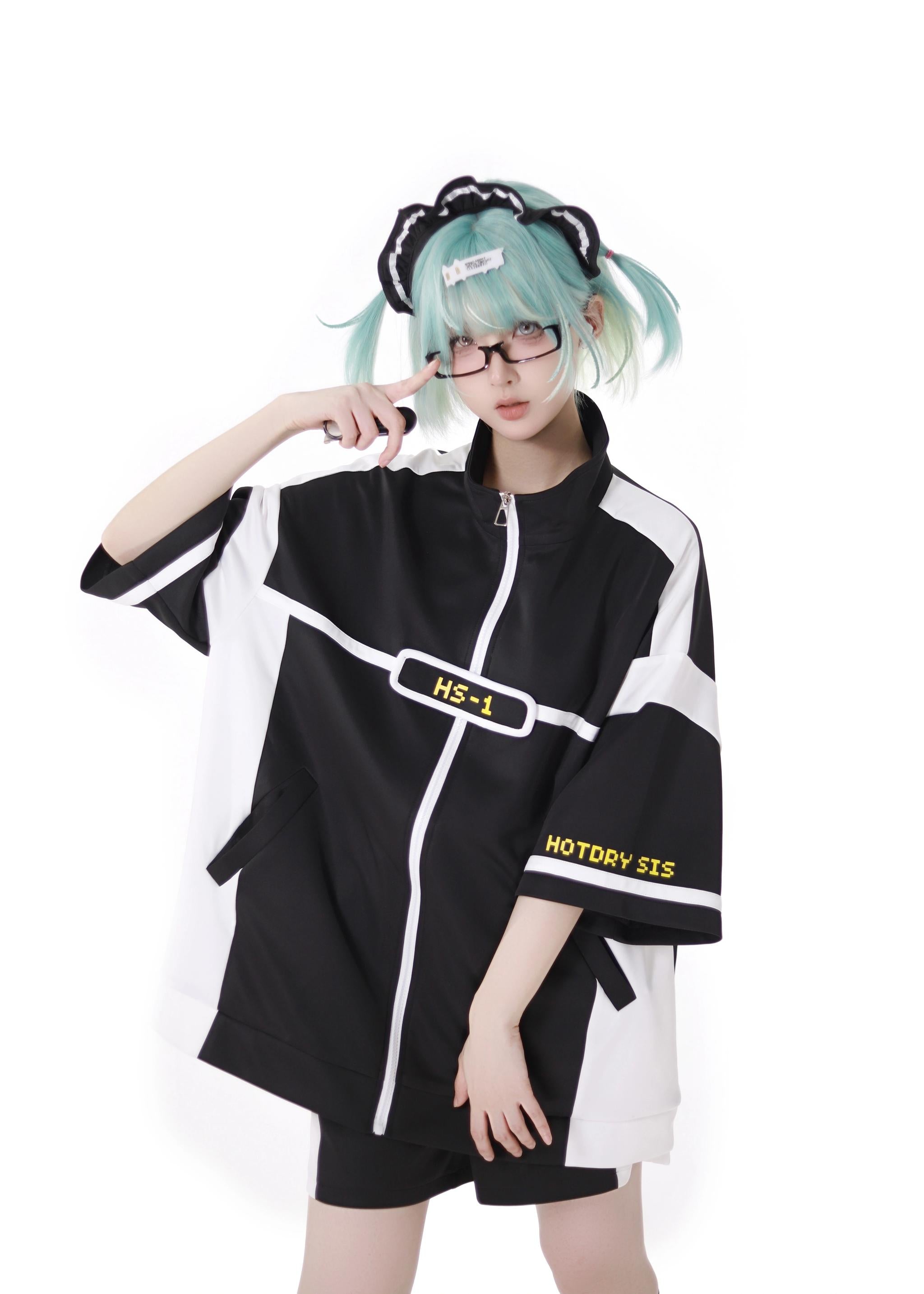 Black/ Green Subcul Jirai Kei Sporty Jacket -Set or Singles