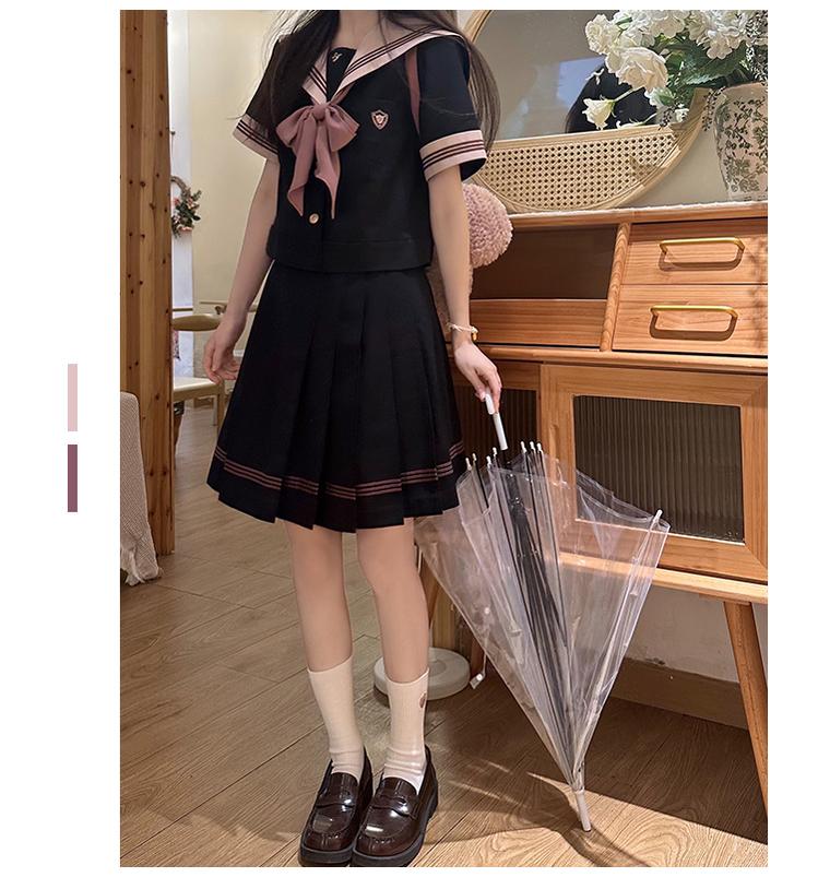 Navy and Pink JK Uniform Top + Pleated Skirt 43790:785152