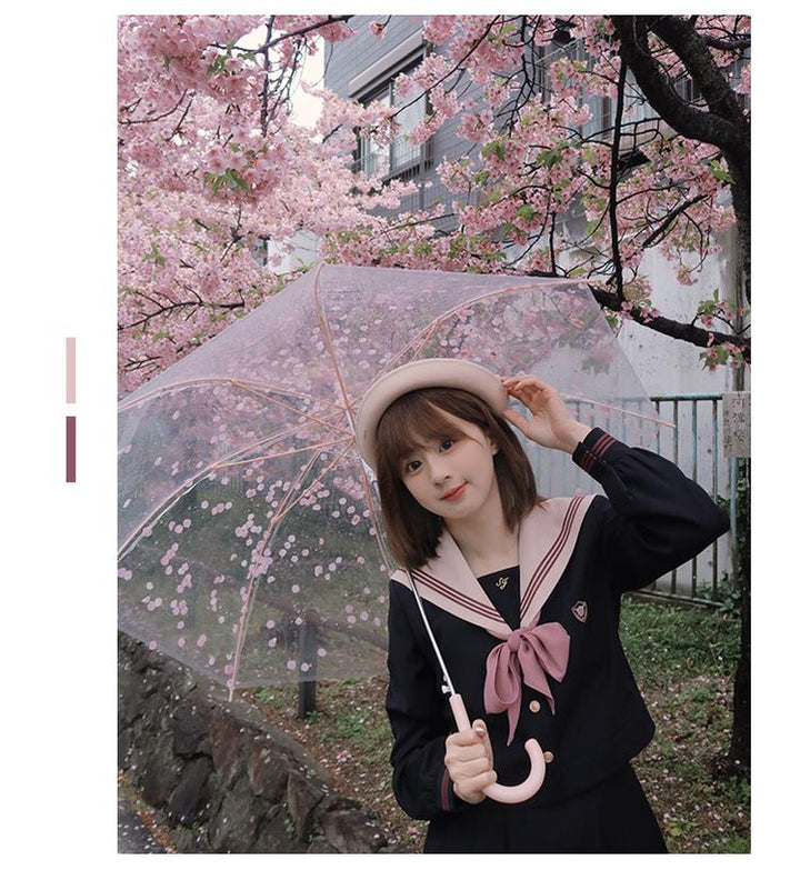 Navy and Pink JK Uniform Top + Pleated Skirt 43790:785178