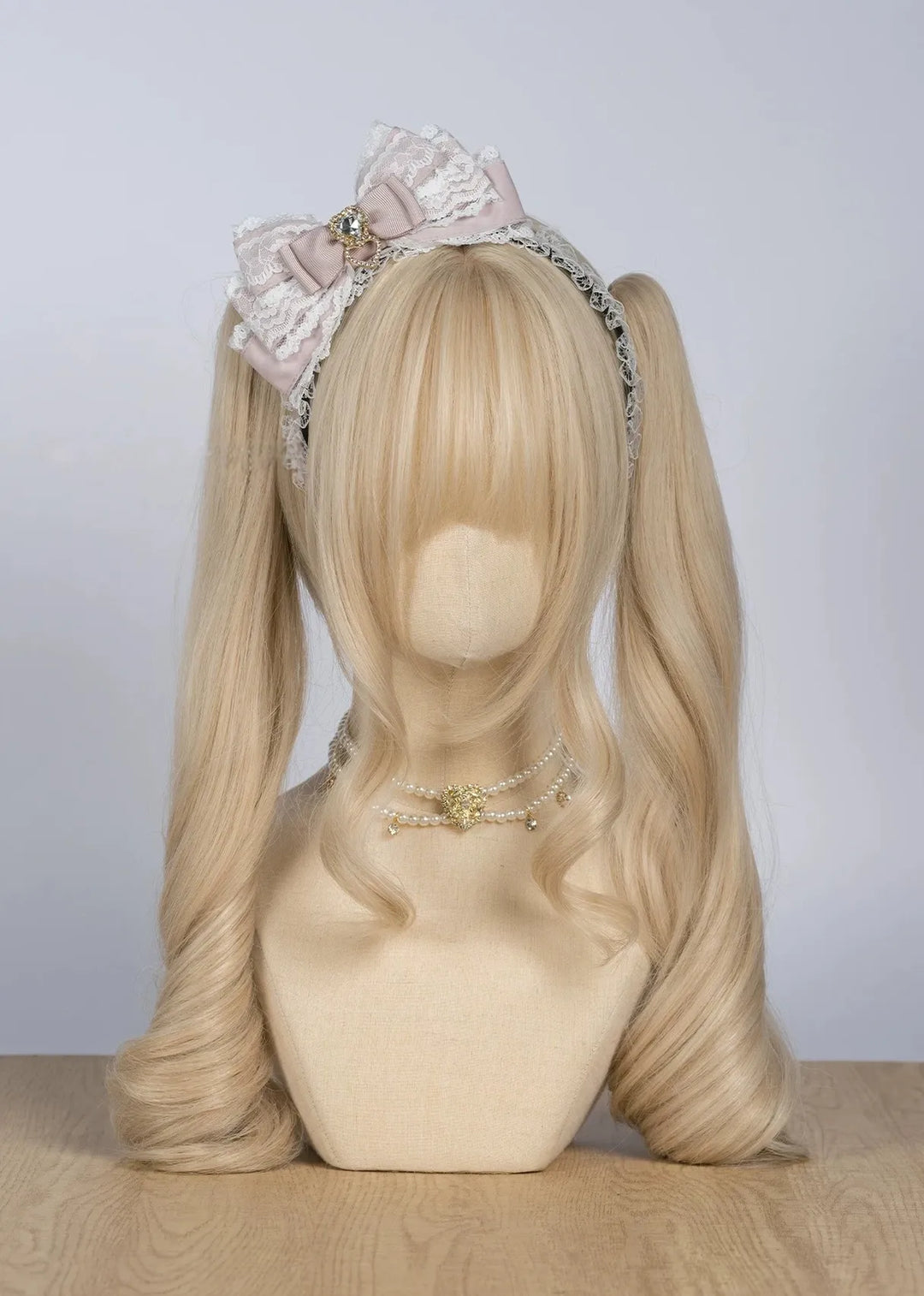Ryousangata Three-Layered Bow Headband, Heart Rhinestone 45560:853295