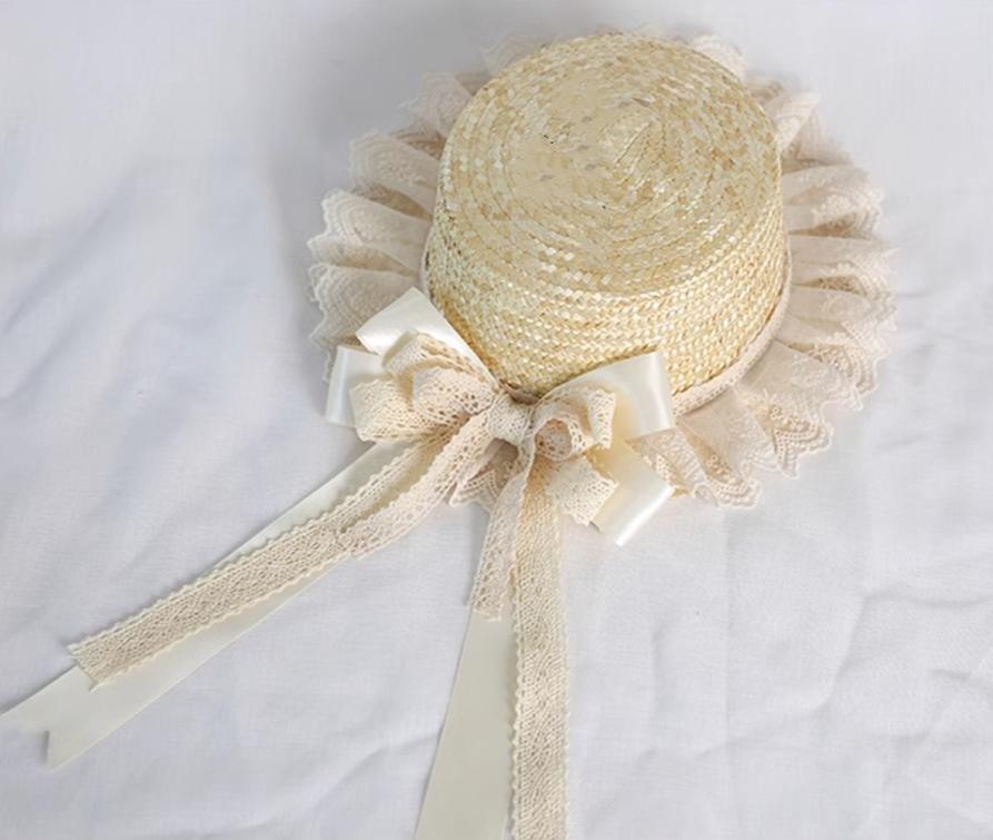 Mori Kei Straw Hat Cottagecore Lace Hat Handmade Strawhat 36444:523038 36444:523038