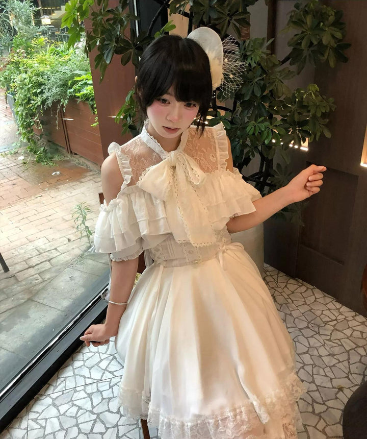 Summer Jirai Kei Outfit, Chest Lace Flounce Hem 45699:858971