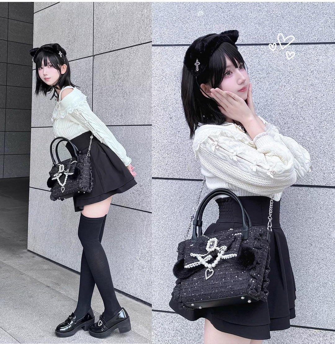 Ryousangata Style Handbag, Bow and Plush Ears 43680:782728