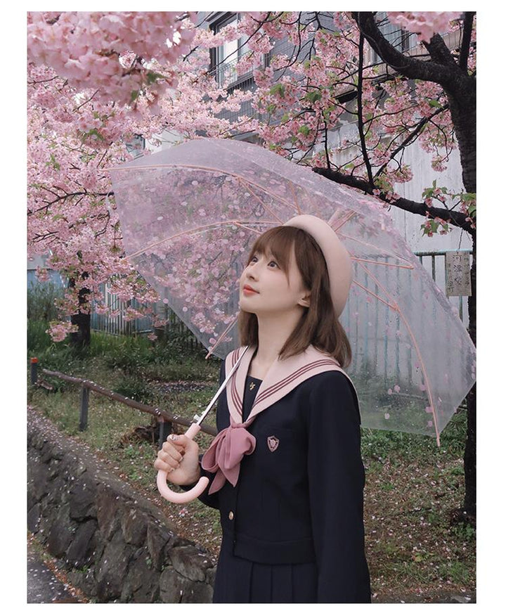 Navy and Pink JK Uniform Top + Pleated Skirt 43790:785187
