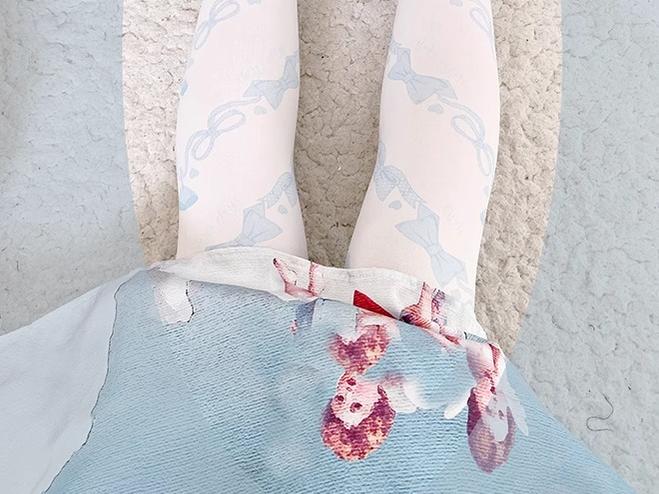 Lolita Knee Stockings Sweet Bows Pattern 22798:365660 22798:365660