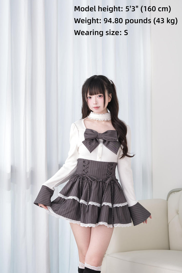 Jirai Kei High Waist Skirt, Tiered Ruffles 44687:818976