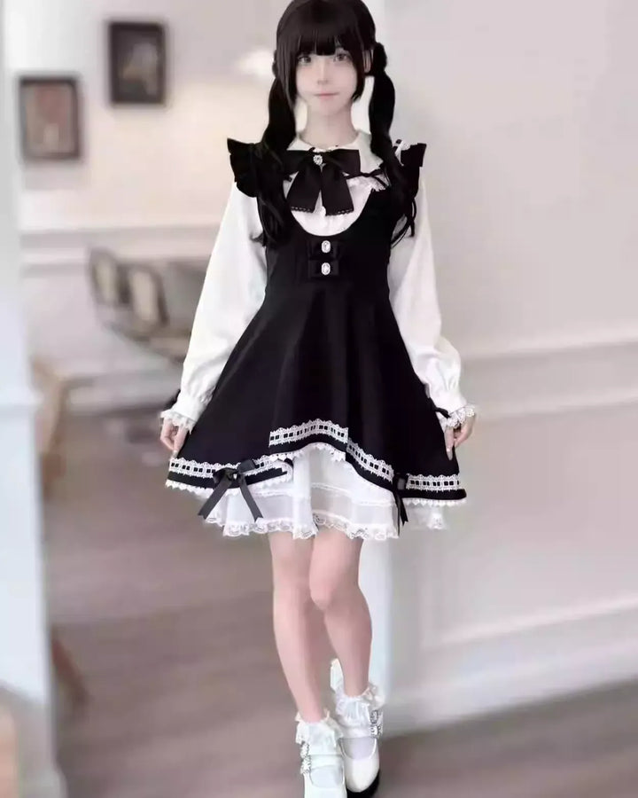 Jirai Kei Dress Set Bunny Ear Blouse Suspender Skirt Set 41440:699166