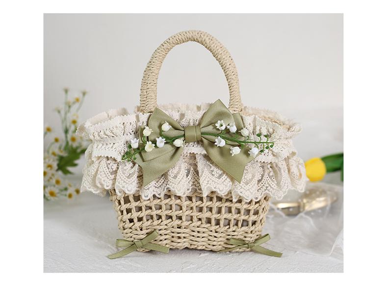 Mori Kei Bag Cottagecore Woven Bag Lolita Lace Bag 36442:523006 36442:523006