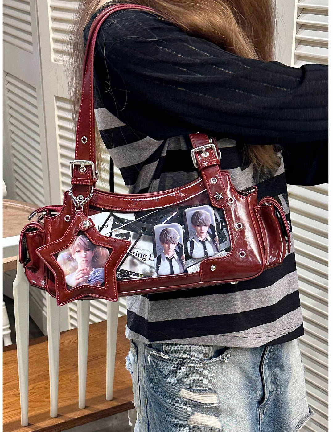 Punk Studded Ita Bag, Clear Window & Star Pouch 45416:847488
