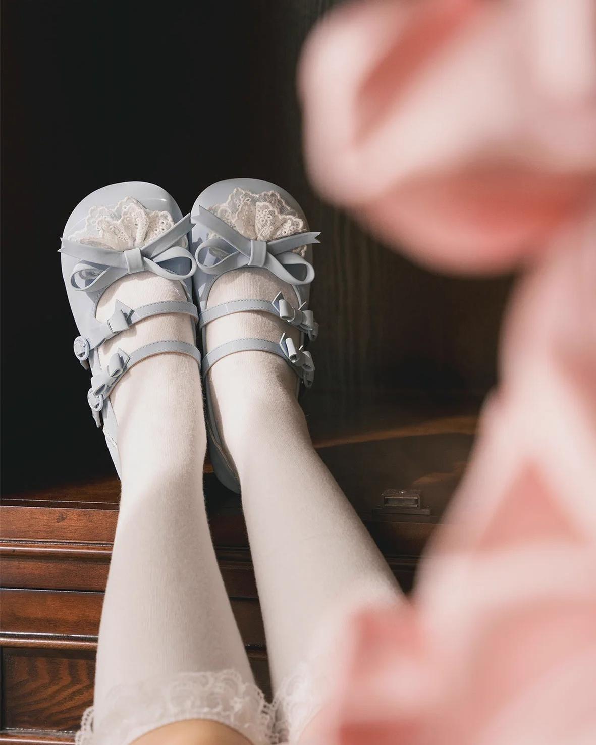 Lolita Shoes Kawaii Low Heel Shoes Lace Round-Toe Shoes 37112:557528