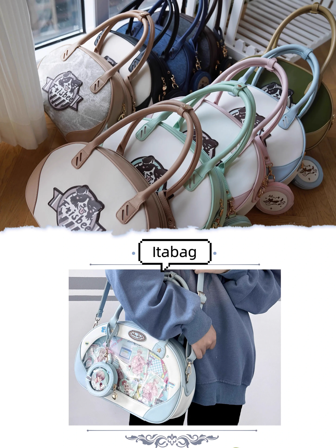 Adorable Itabag Dog Frisbee Crossbody Bag Embroidered Bag 38892:642424