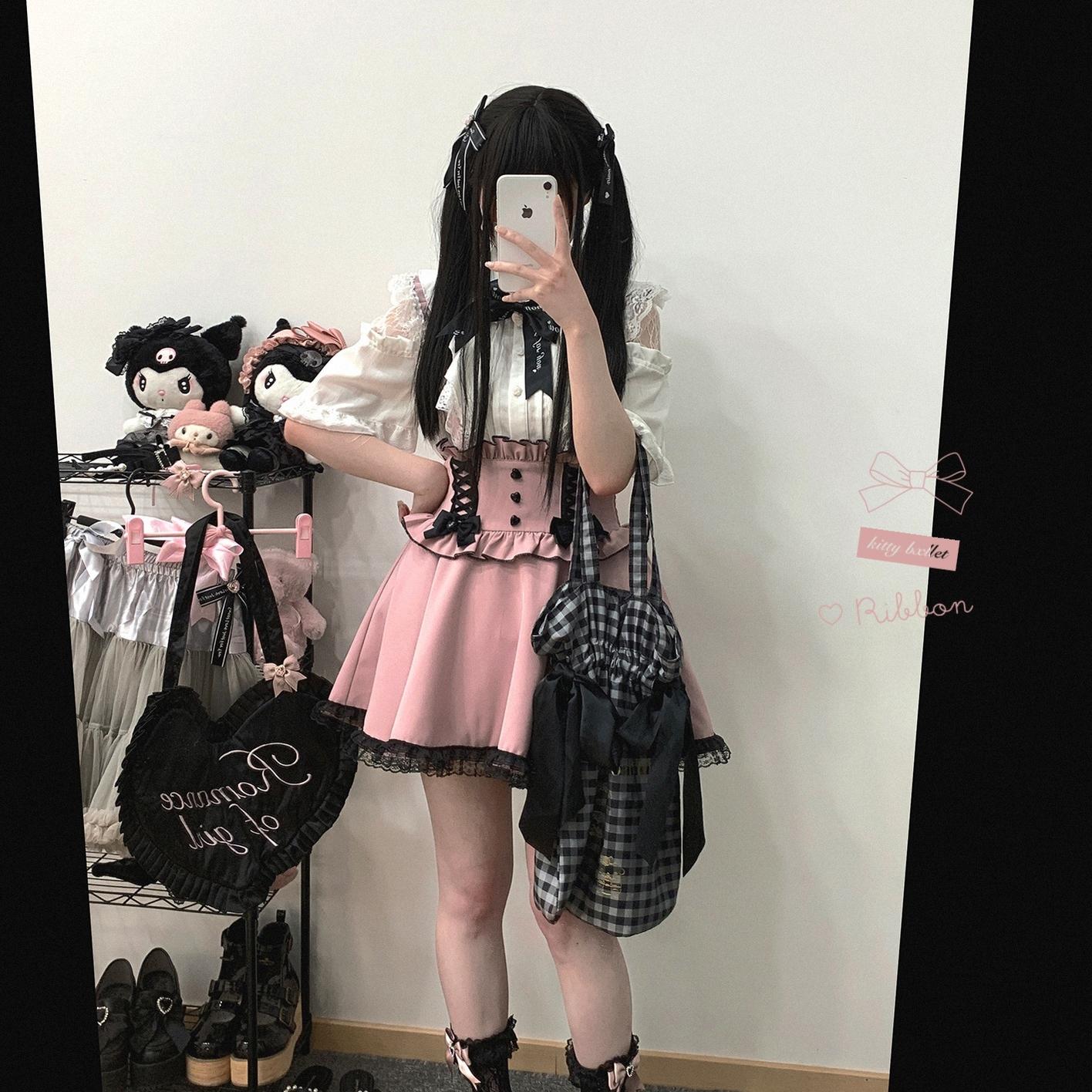 Jirai Kei Suspender Skirt Ruffled Lace Strap Salopette 35372:544200
