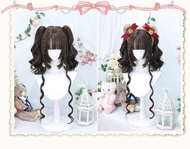 Kawaii Lolita JK Natural Double Ponytail Brown Short Wig 22808:330648