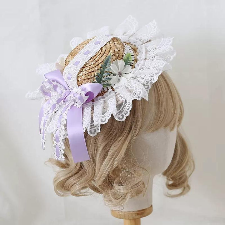 Mori Kei Straw Hat Lolita Strawhat Handmade Elegant Strawhat 36432:522348 36432:522348