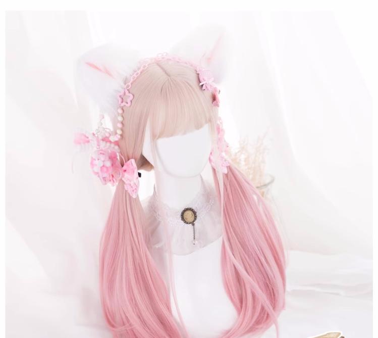 Lolita JK Pink Wig Gradient Long Woman Hairpiece 31716:367574 31716:367574