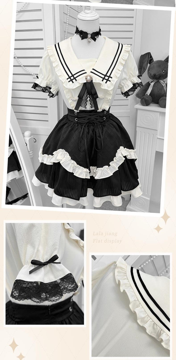 Ryousangata Sailor Collar Blouse, Tiered Skirt 43628:781323