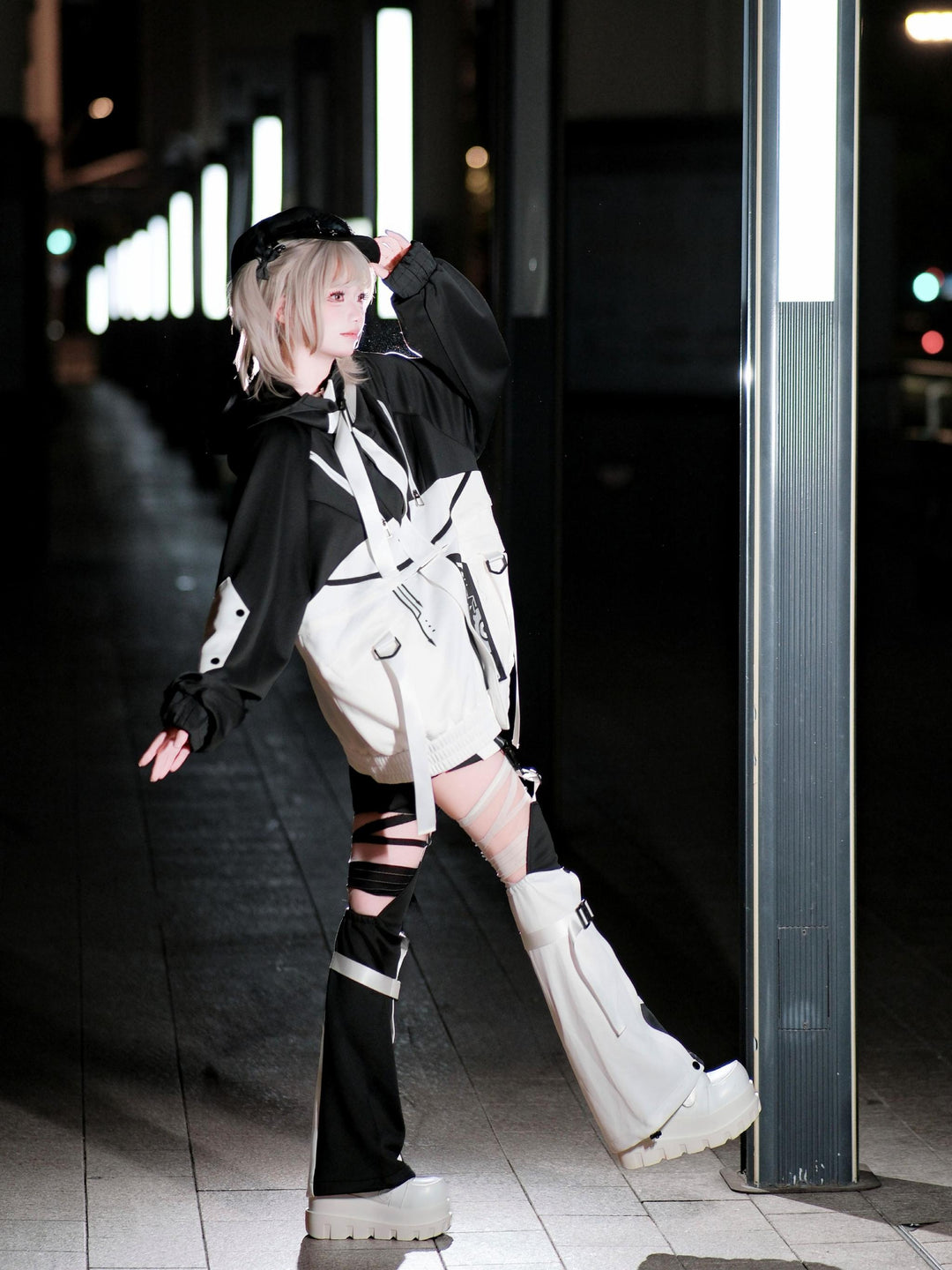 Cyberpunk Outfit, Detachable Jacket and Shorts Set 44424:810147