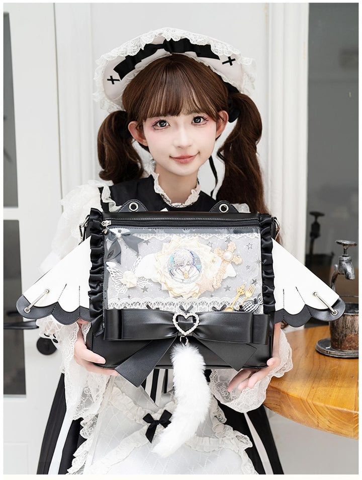 Lolita Ita Bag Black Kawaii Cat Ear Three Ways Bag 41150:696628