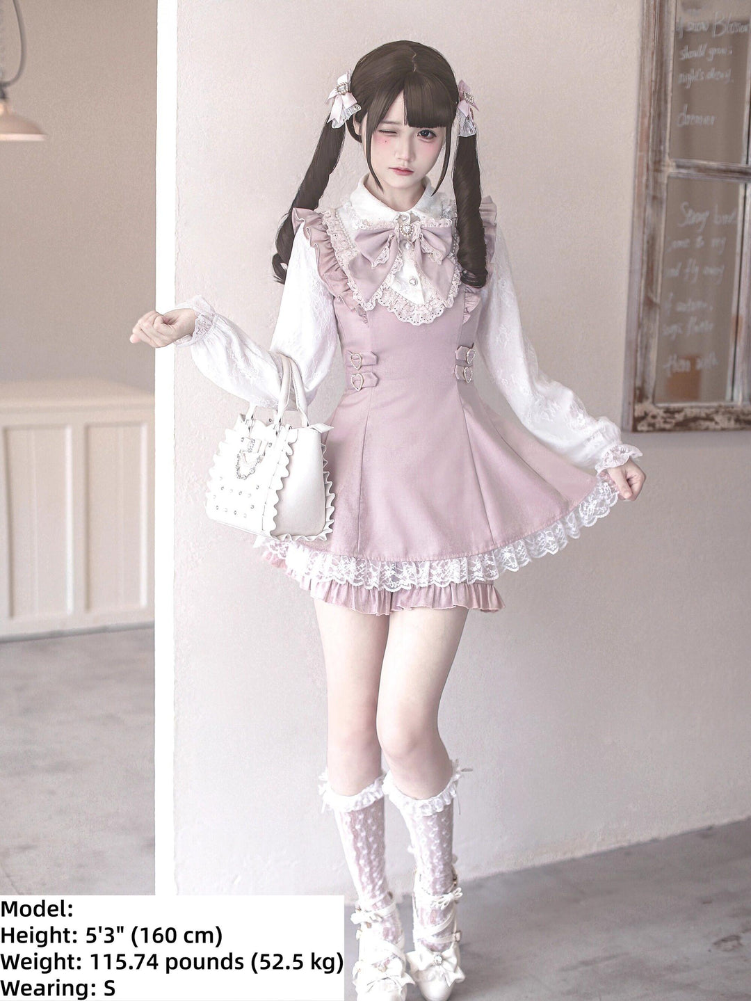 Pink Ryousangata Set Up, Waist-cinching Dress 44923:828691