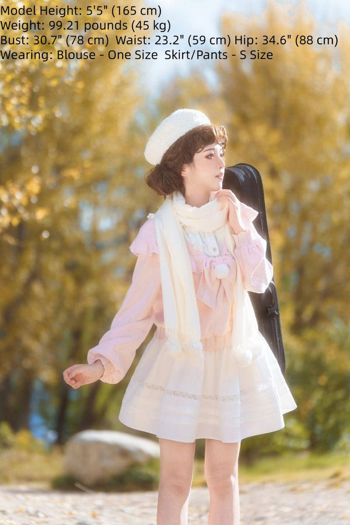 Sweet Pink Sweater Outfit, Skirt and Pants Available 44756:826935