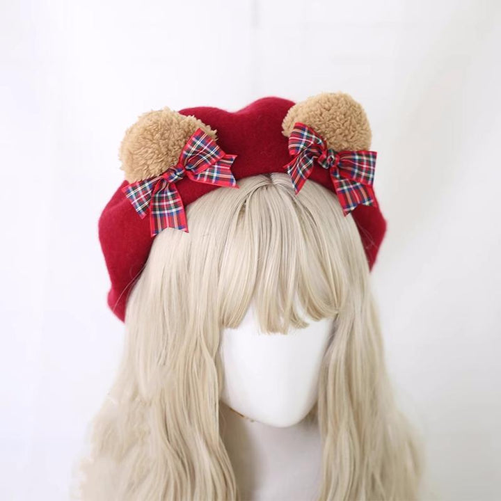 Handmade Lolita Hat Japanese Bear Ears Beret 28936:339084 28936:339084