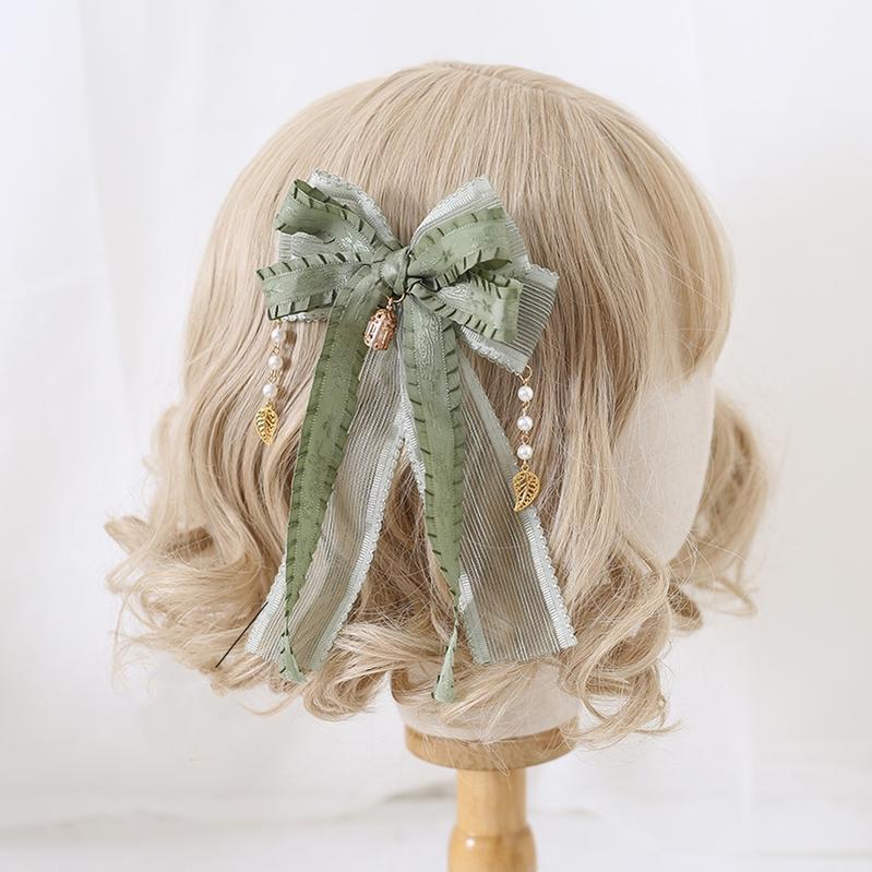 Lolita Headdress Mori Kei Hair accessory Matcha Green Lace Brooch Clasp 36426:520772 36426:520772