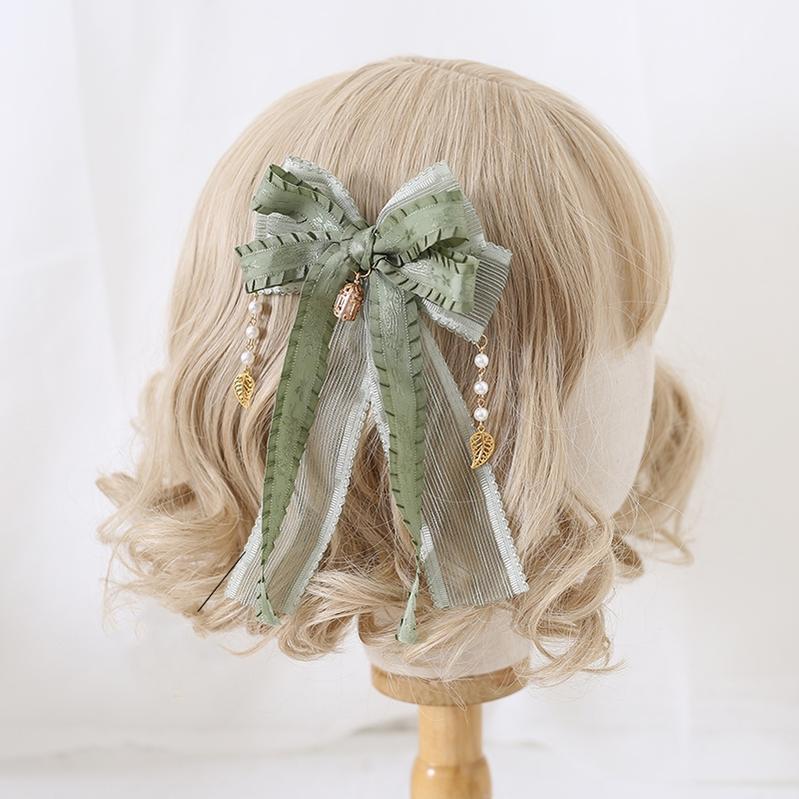 Lolita Headdress Mori Kei Hair accessory Matcha Green Lace Brooch Clasp 36426:520772