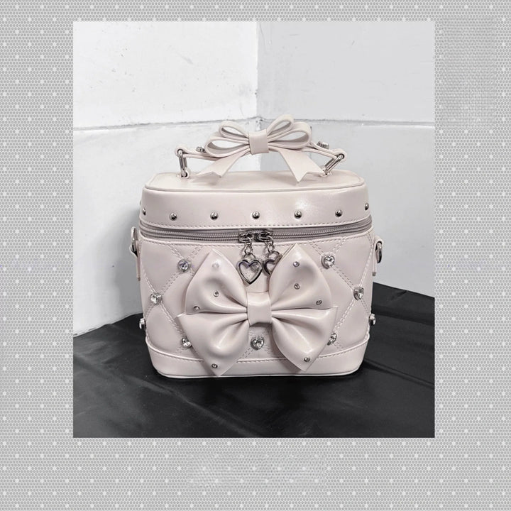 Rhinestone Boxy Handbag, Detachable Crossbody Strap 44768:850683