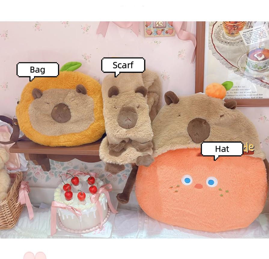 Kawaii Winter Hat Scarf Crossbody Bag 41088:686378