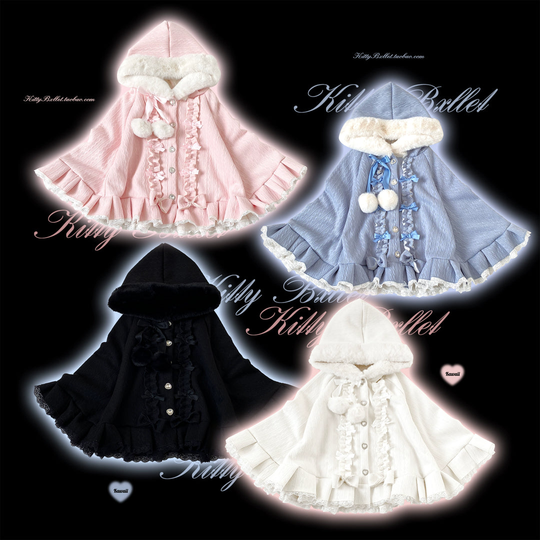 Sweet Style Winter Hooded Cape, Heart Rhinestone 42542:783468
