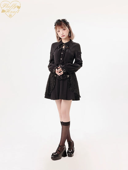 Jirai Kei Black Purple Skirt With Double Layer 21940:350844