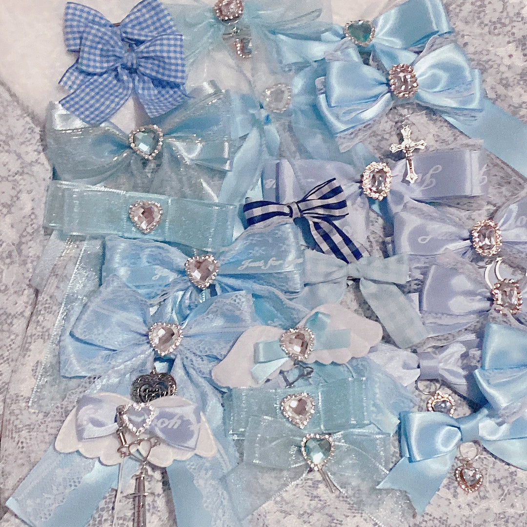 Jirai Kei Headwear Ryousangata Blue Bow Hair Accessories Set 29326:352756 29326:352756