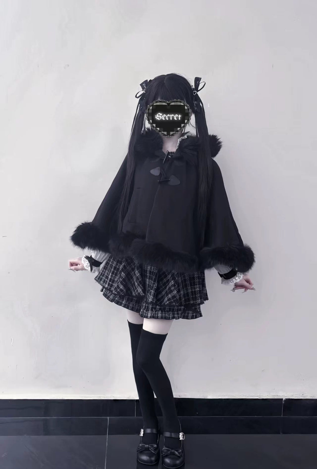 Jirai Kei Cape, Ear-Accented Hood and Toggle Buttons 44513:816772