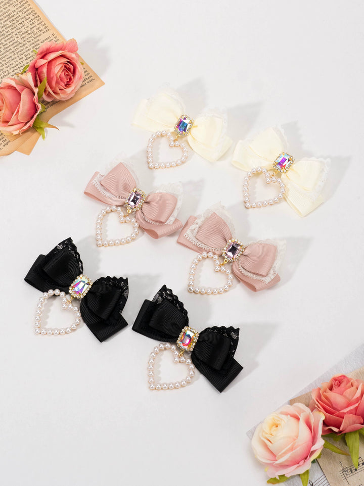 Kawaii Heart-Shaped Lace Sweet Hair Clips Multicolor 21564:309598 21564:309598