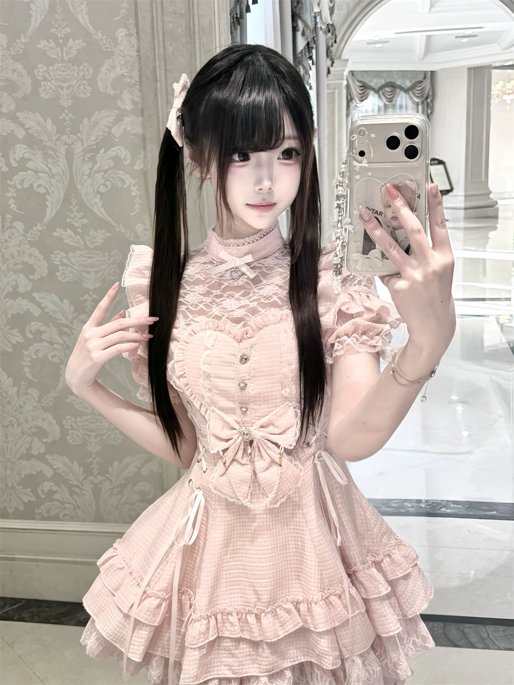 Ryousangata Dress and Shorts Set, Heart & Lace (2XL L M S XL) 45812:862930