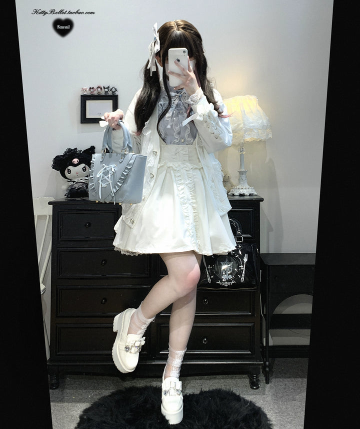 Ryousangata Sweatshirt Cardigan, Ruffled Lace 43732:783898