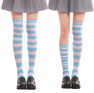 Punk Socks Striped Knee-High Length Socks Multicolor 36518:530352 36518:530352