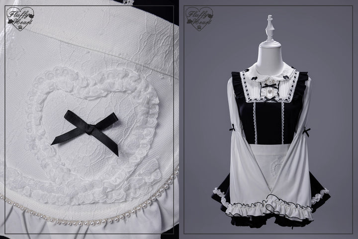 【Fluffy Heart】橱窗人偶日系女仆感可拆卸围裙萌系套装 现货 44119:796759