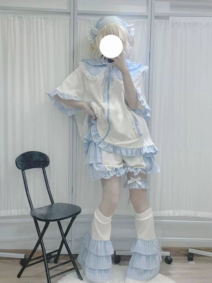 Tenshi Kaiwai Outfit Set Blue Short Sleeve Coat Set 37566:563384