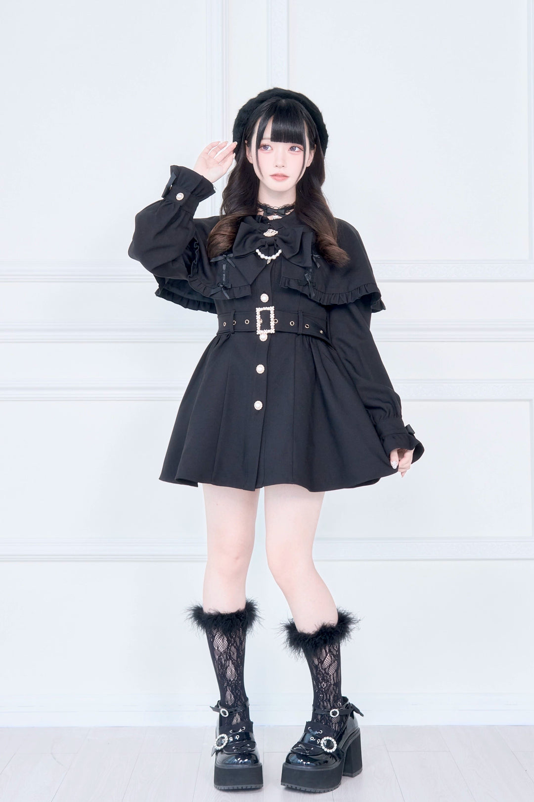 Cape Styled Jirai Kei Trench Coat 43822:786590