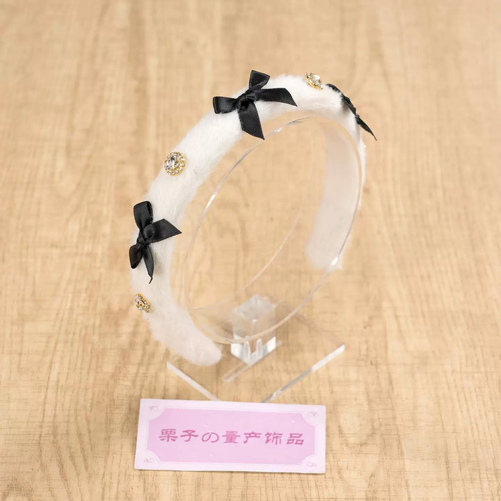 Jirai Kei Headwear Rhinestone Bow Hairband Fluffy Headpiece 39654:647614