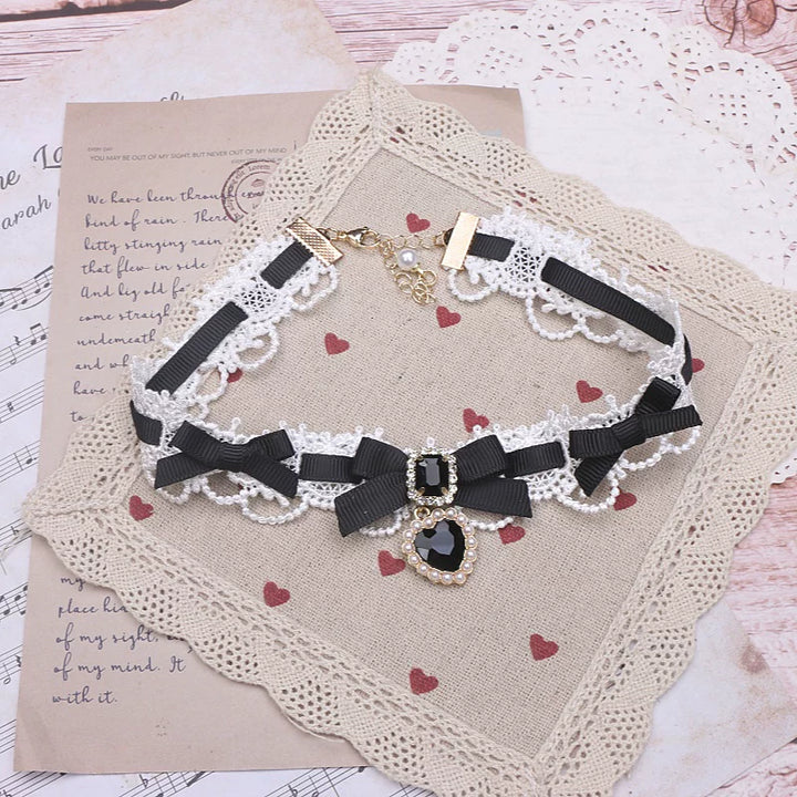 Ryousangata Heart Rhinestones Necklaces and Wrist Pieces 45072:838574